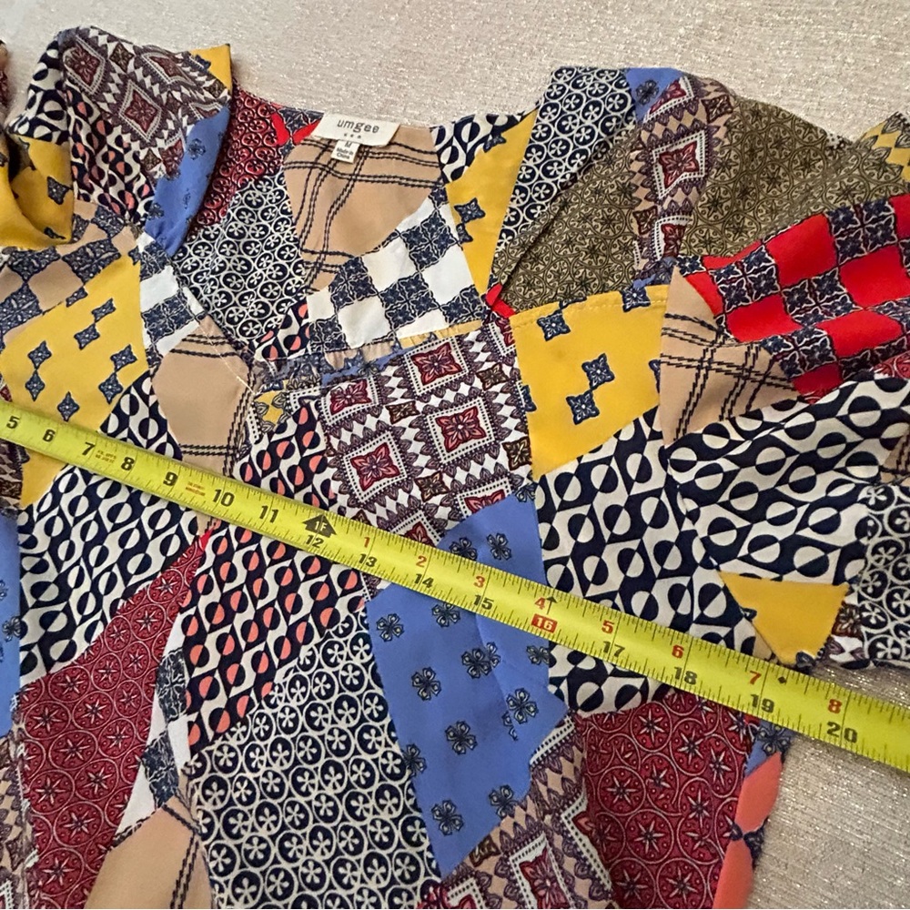 Umgee Patchwork Print Sweetheart Neckline Ruffle … - image 7